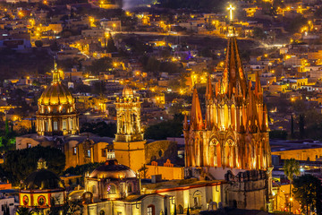 San Miguel de Allende Mexico Miramar Overlook Night Parroquia