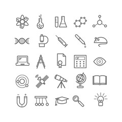 Collection of outline science icons. Thin icons for web, print, mobile apps
