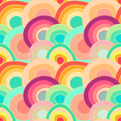 Fototapeta na wymiar Seamless pattern with cute colorful rounds in doodle style