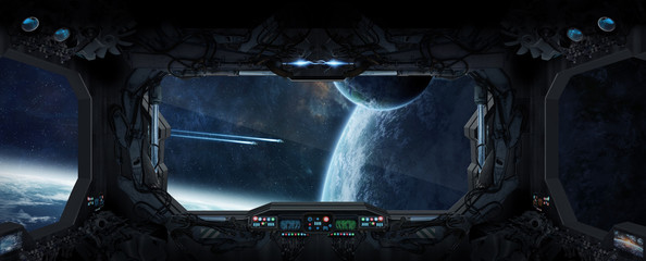 Fototapeta premium View of outer space from the window of a space station