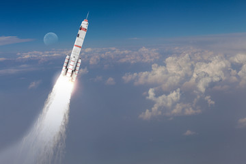 Rocket Space Ship . Mixed media