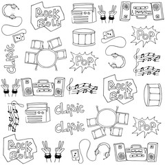Doodle of hand draw music set