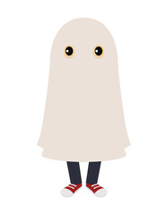 Kid in a ghost costume