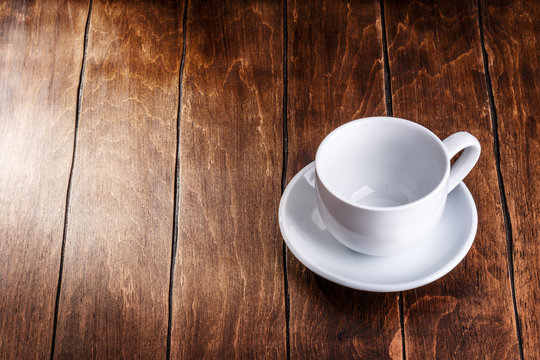 Empty White Mug On A Wooden Background