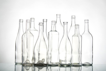 Empty bottles isolated over the white background