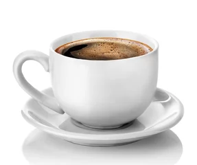 Fototapeten weiße Tasse Kaffee auf dem weißen Hintergrund isoliert © dimakp