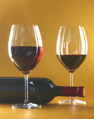 bottle of wine and glass on the table