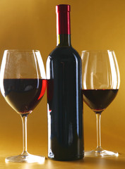 bottle of wine and glass on the table