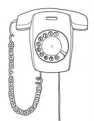 vector telephone  wall hanging vintage retro industrial hand dra