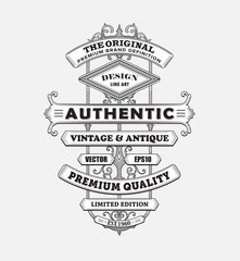 Vintage western antique frame label typography border vector ill
