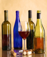 bottle of wine and glass on the table