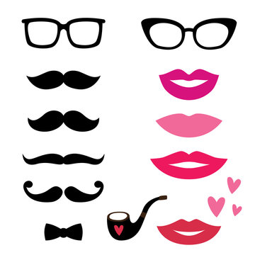 Lips and mustaches set