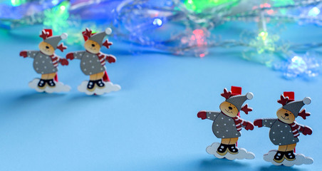New year and Christmas. Decorative figurines of deer.