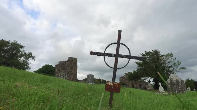 d grave cross on celtic cemetery in ireland 67