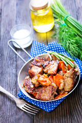 fried meat with vegetables