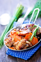 fried meat with vegetables