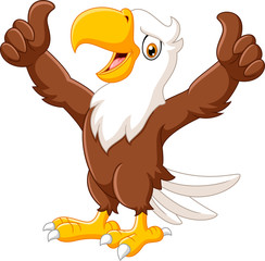 Obraz premium Cartoon funny eagle giving thumb up
