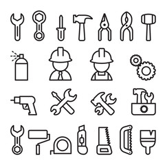 Tools icon set in thin line style