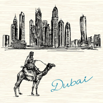 Dubai. Hand drawn illustration.