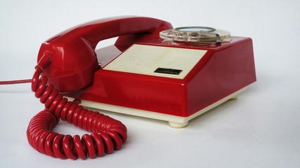 Red old phone.