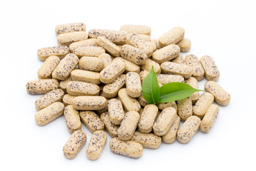 Alternative Medicine. Vitamin capsules. Homeopathic supplement.