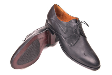 Classic male black leather shoes