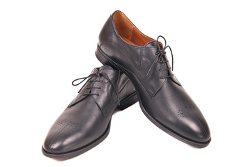 Classic male black leather shoes
