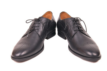 Classic male black leather shoes