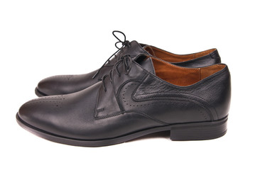 Classic male black leather shoes