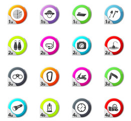 Active recreation icons set