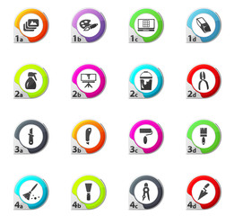 Art tools icons set