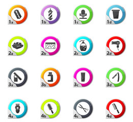 Set of hairdressing equipment icons set