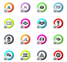 Billiard icons set