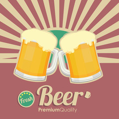Retro beer vector poster. Vintage ad template for cold ale.