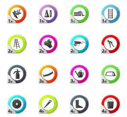 Gardening tools collection icons set
