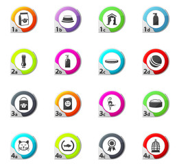 Goods for pets icons set