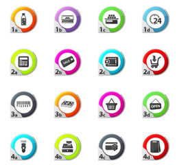 Grocery store icons set