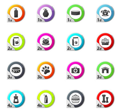 Goods for pets icons set