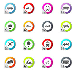 Typse of transport icons set