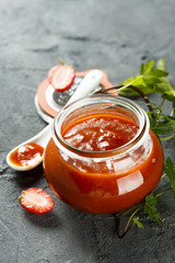 Homemade ketchup with strawberry