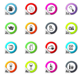 Utensils for the beverages icons set