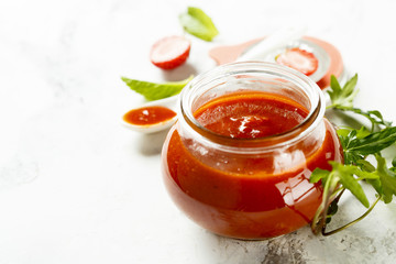 Homemade ketchup with strawberry