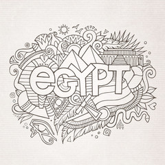 Egypt hand lettering and doodles elements background