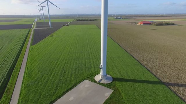 Wind turbines in fields