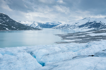 Scenic view of Jostedalsbreen glacier.