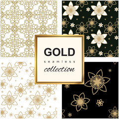 Fototapeta na wymiar Golden Luxury flower pattern set