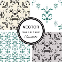 Hand drawn flower seamless pattern collection