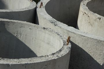 Concrete ring wells with different diameters and lie in the stre