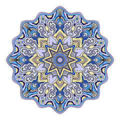 Mandala floral oriental design multicolored hand drawn elements.
