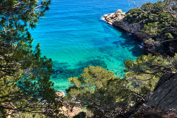 Fototapeta na wymiar Lagoon with a turquoise water. Costa Brava, Catalonia, Spain